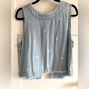 Cloth & Stone cropped polka dot denim top
